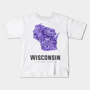 Wisconsin state map abstract voilet Kids T-Shirt